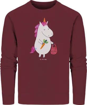Produktbild von Mr. & Mrs. Panda Baumwoll Pullover Einhorn Vegan Größe L - Burgundy - Geschenk, Rohkost, Gesund essen, Leben, Veganismus, Sweatshirt, Pulli, Veganer, Unicorn, Sweater