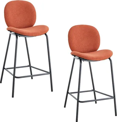 Zdjęcie produktu dla Zestaw 2 stołków materiałowych z czarnymi metalowymi nogami, szerokość 43 cm - CORI
