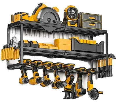 Produktbild von Werkzeugaufbewahrungsregal, Wandmontage, dreistufiges Design, schwarz