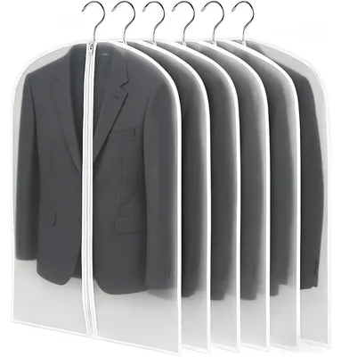 Image de Sacs de rangement pour vêtements, ensemble de 6 pièces, 100 cm, transparents, avec fermeture éclair, étanches et anti-poussière