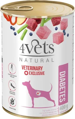 Immagine prodotto di 4VETS Natural Diabetes Dog - mokra karma dla psów z cukrzycą - 400 g