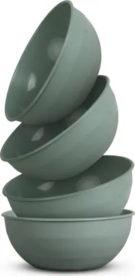 Zdjęcie produktu dla zestaw 4 plastikowych misek Plastikowa miska - nie zawiera BPA - można myć w zmywarce - (Ø25,5 cm / zielony) nietłukący PP - miska na sałatkę miska do mieszania miska
