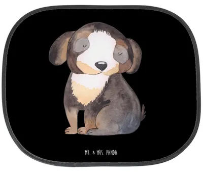Produktbild von Mr. & Mrs. Panda Sonnenschutz Auto Hund Entspannen - Schwarz - Geschenk, Sonnenblende, Sprüche, Liebe, blendschutz, Niedlich, für Autoscheiben, Hitzeschutz, Entspannt
