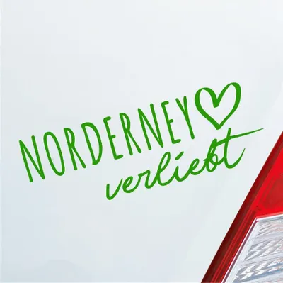 Produktbild von Auto Aufkleber Norderney verliebt Herz Insel Nordsee Liebe Car 19x7 cm Hellgrün Sticker Heckscheibenaufkleber