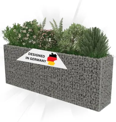 Produktbild von DELUKE® Gabionen Hochbeet ROON aus Stahl | 270x50x100cm | Steinkorb Gabionengitter Ziergabione Steingabione Drahtkorb befüllbar