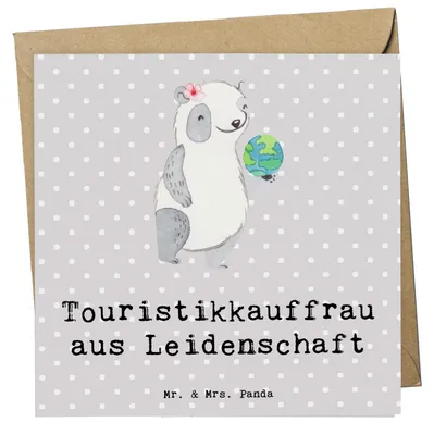 Produktbild von Mr. & Mrs. Panda doppelkarte Touristikkauffrau Leidenschaft - Grau Pastell - Geschenk, Glückwunschkarte, Klappkarte, anlasskarte, faltkarte, Grußkarte