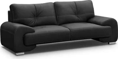 Produktbild von 3-Sitzer Sofa Maxime Lux mit bequemer Sitz Dreisitzer mit Wellenfedern Sofa aus Kunstleder im modernes Design, Stoff: vega 99 - schwarz
