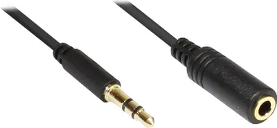 Produktbild von Klinkenverlängerung 3,5mm, Stecker an Buchse (3polig), Slim-Ausführung, schwarz, 0,5m, Good Connections®
