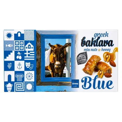 Attika Baklava 175 g Packung auf rein weißem Hintergrund platziert