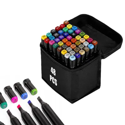Produktbild von 48 farbige Graffiti-Skizzenstifte, fettige Markfarben, Markerstifte Doppelseitiges Marker-Set, Alkoholmarker, GiroX