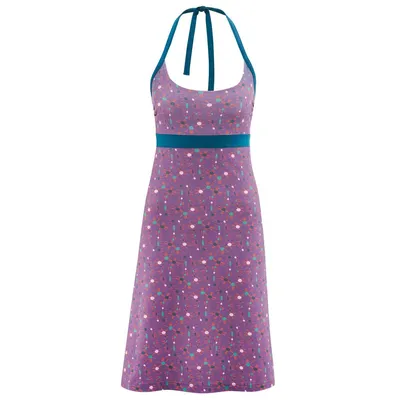 Lila Kleid mit bunten Punkten und Halterneck-Trägern von RedChili.
