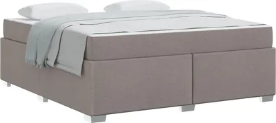 Produktbild von vidaXL Bettrahmen mit Matratze Taupe 180 x 200 cm Stoff