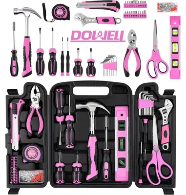 Productafbeelding van Gereedschapsset voor dames, 123-delig, roze, met gereedschapskoffer
