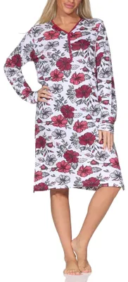 Image de Chemise de nuit à manches longues pour femme Normann, motif floral - également disponible en grandes tailles ; couleur baie, 40