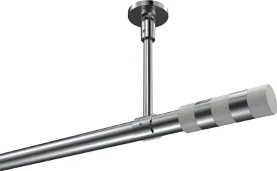Produktbild von Interdeco Gardinenstange / Vorhangstange Chrom, Typ Sonette Mavell (Zylinder Bicolor) ohne Ringe, Deckenmontage, 20 mm Ø 1-läufig, 160 cm