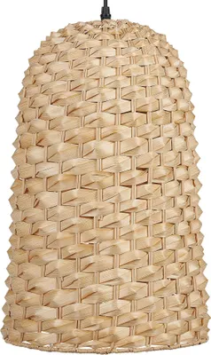 Produktbild von BELIANI Hängeleuchte Hellbraun Bambusholz Geflochten mit Schirm Kegelform Langes Kabel Boho Stil für Esstisch Wohnzimmer Flur Wohnküche