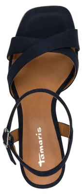 Produktbild von Tamaris Damen Sandalette mit gekreuzten Riemchen und Karree Spitze 1-28362-46, Größe:41 EU, Farbe:Blau