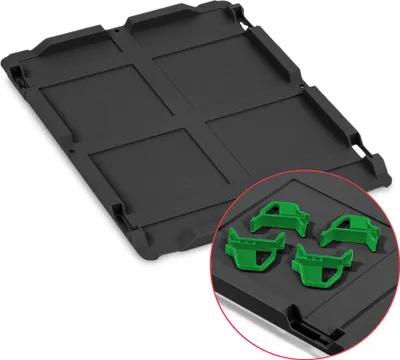 Produktbild von Auflagedeckel Set Eurobox NextGen mit 4 grünen Schiebeschnappverschlüssen | BxT 30x40cm | Schwarz | Eurobehälter, Transportbox, Transportbehälter, Stapelbehälter