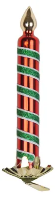 Productafbeelding van Kerstornament - Kaarshouder - Rood/Groen - Glas - 2x2x13 cm