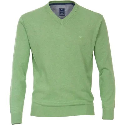 Produktbild von REDMOND Casual Herren Pullover Langarm V-Ausschnitt Regular Apfelgrün 3XL