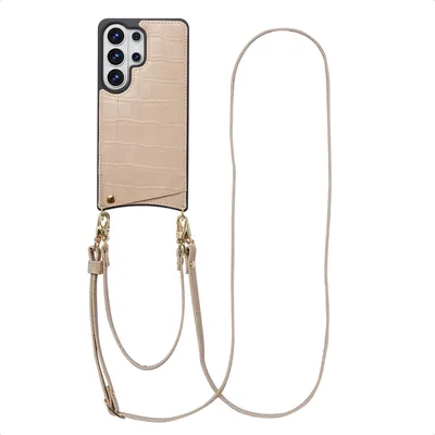 Productafbeelding van Selencia Nova Croco Telefoonhoes met Koord en Pashouder voor de Samsung Galaxy S26 Ultra - Beige