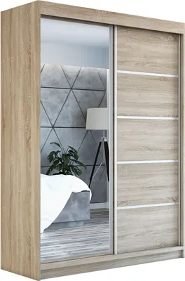 Produktbild von Schwebetürenschrank Kleiderschrank GAP 160 cm Schrank Garderobe Spiegel.Verschiedene Farben (Weiß, Schwarz, Somona). Möbel vom Hersteller!