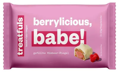 Produktbild von treatfuls berrylicious, babe! Riegel mit Himbeer-Füllung 2x20g