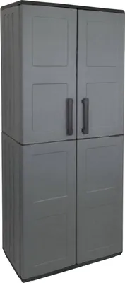 Produktbild von Dargentes Outdoor-Garderobe, Mehrzweck-Besenhalterschrank, 2-türiger Outdoor-Schrank, 100 %  Italy, kariertes Finish, 68 x 37 x 163 cm, Grau und Schwarz