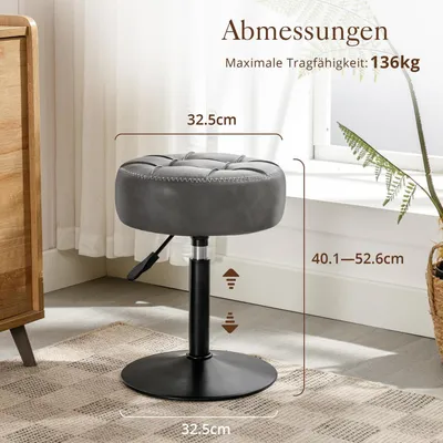Produktbild von Schminkhocker drehbar höhenverstellbar Kunstleder dunkelgrau