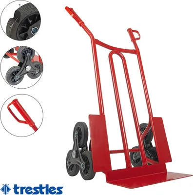 Produktbild von TRESTLES S01HS Rot Treppen Sackkarre Treppensteiger Sternräder Stahlgestänge pannensicheres Rad 250 kg Tragkraft