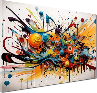 Produktbild von Kunst abstrakt Wandbild Leinwandbild bunt Kunstdruck XL Wanddeko: 150x100x4cm