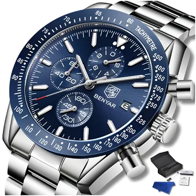 Zdjęcie produktu dla Zegarek Męski Benyar Klasyczny Elegancki Chronograf Datownik + Pudełko