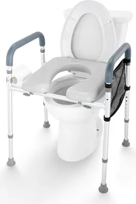 Zdjęcie produktu dla Podnośnik deski sedesowej SucceBuy, 7-pozycyjna regulacja wysokości, 19,3"-25,2", udźwig 350 funtów, aluminiowa rama, wygodnie wyściełany, uniwersalny podnośnik dla seniorów, niepełnosprawnych, kobiet w ciąży, medyczny