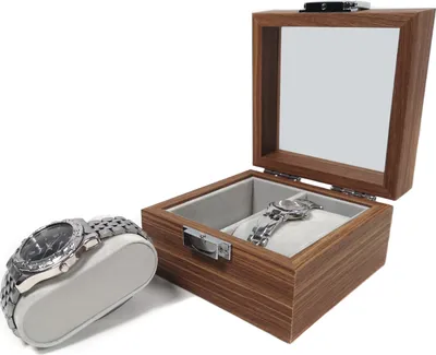 Produktbild von Uhrenbox Uhrenkoffer Schmuckkoffer Schmuckkasten mit Glasdeckel für 2 Uhren