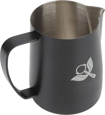 Zdjęcie produktu dla Kubek do spieniania zapobiegający rozlewaniu 304 Dzbanek do spieniania mleka ze stali nierdzewnej z uchwytem do parzenia kawy 600 ml czarny