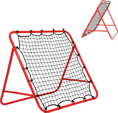 Produktbild von Clanmacy Fußball Rebounder klappbar Verstellbar Kickback Rebound für Übungen, Fußballschuss Tornetz mit 4 Heringe 100x100x70 cm Rot