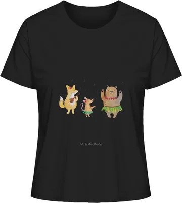 Produktbild von Mr. & Mrs. Panda Shirt Damen Waldtiere Aloha Größe M - Schwarz - Geschenk, Igel, Kurzarmshirt, Leben, Wald, Basic, T-Shirt, Gute Laune, Oberteil, Musik, Hase