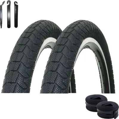 Zdjęcie produktu dla 2 x opony rowerowe Kenda K-907 20" czarne 58-406 (20 x 2,25") + 2 x pasujące dętki AV wraz z łyżkami do opon