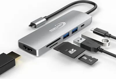 Produktbild von USB C Hub 6 in 1 Adapter HDMI 4K USB 3.0 Micro SD für TV Macbook Laptop Samsung