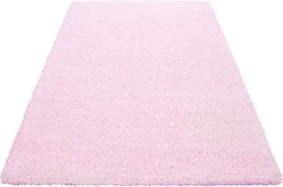Produktbild von Teppich Wohnzimmer Hochflor Einfarbiges Design Langflor Shaggy Modern Flauschig, Größe: 80 x 150 cm, Farbe: Rosa