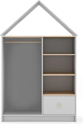 Produktbild von CALICOSY - Kleiderschrank mit 3 Nischen, 1 Schublade und 1 Kleiderstange H180 cm - LÉONIE