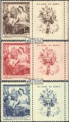 Produktbild von Briefmarken Tschechoslowakei 1948 Mi 532Zf-534Zf mit Zierfeld (kompl.Ausg.) postfrisch Sokolkongreß