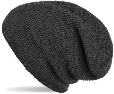 Produktbild von styleBREAKER Uni Strick Beanie Mütze mit Karo Strickmuster, Winter Slouch Longbeanie 04024172