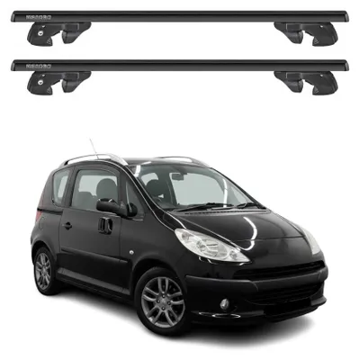 Imagen del producto de Soportes básicos para portaequipajes para Peugeot 1007, modelos 2004-2009, de aluminio, capacidad de 90 kg, con color negro, juego de 2 piezas, Imagen generada por IA
