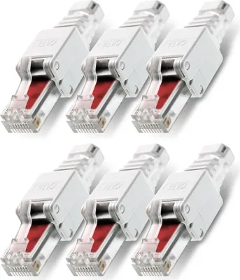 Produktbild von 6x Netzwerkstecker Werkzeuglose Montage Cat5 Cat6 Cat7 LAN Kabel RJ45 Netzwerk