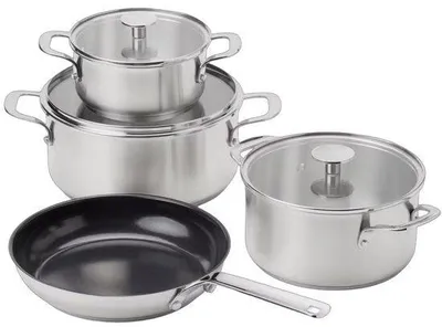 Obrázek produktu pro 7dílná sada pánví KitchenAid z nerezové oceli | Nerezová ocel / INOX – bez