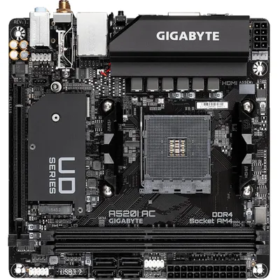 Immagine prodotto di Gigabyte A520I AC - 1.0 - Scheda madre - Mini-ITX - Socket AM4 - Chipset AMD A520 - USB 3.2 Gen 1 - Gigabit LAN, Wi-Fi, Bluetooth - Grafica integrata (CPU necessaria)
