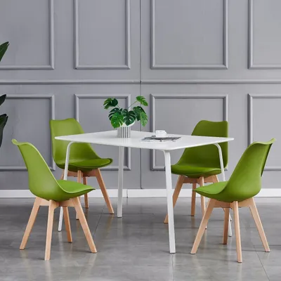 Produktbild von MCC Retro Esszimmerstühle EVA, gepolstert, Kunstleder, Design Stuhl, Küche, Lounge, 4er Set in Grün