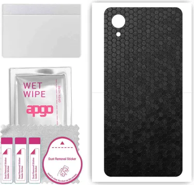 Produktbild von apgo Rückseite Schutzfolie, Skin, kompatibel mit Samsung Galaxy A22 5G SC-56B, Hinten Displayschutzfolie aus Vinylfolie, kratzfest, einfache Montage - Schwarze Honigwabe