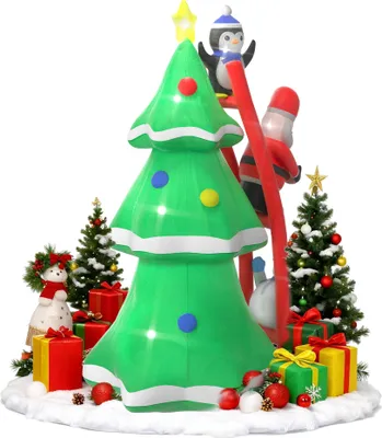 Produktbild von QEENTOE Weihnachtsbaum 240cm Aufblasbarer Christmas Decorations mit eingebauten LEDs Weihnachtsdeko groß Santa (TYP O, mit Schneemann)